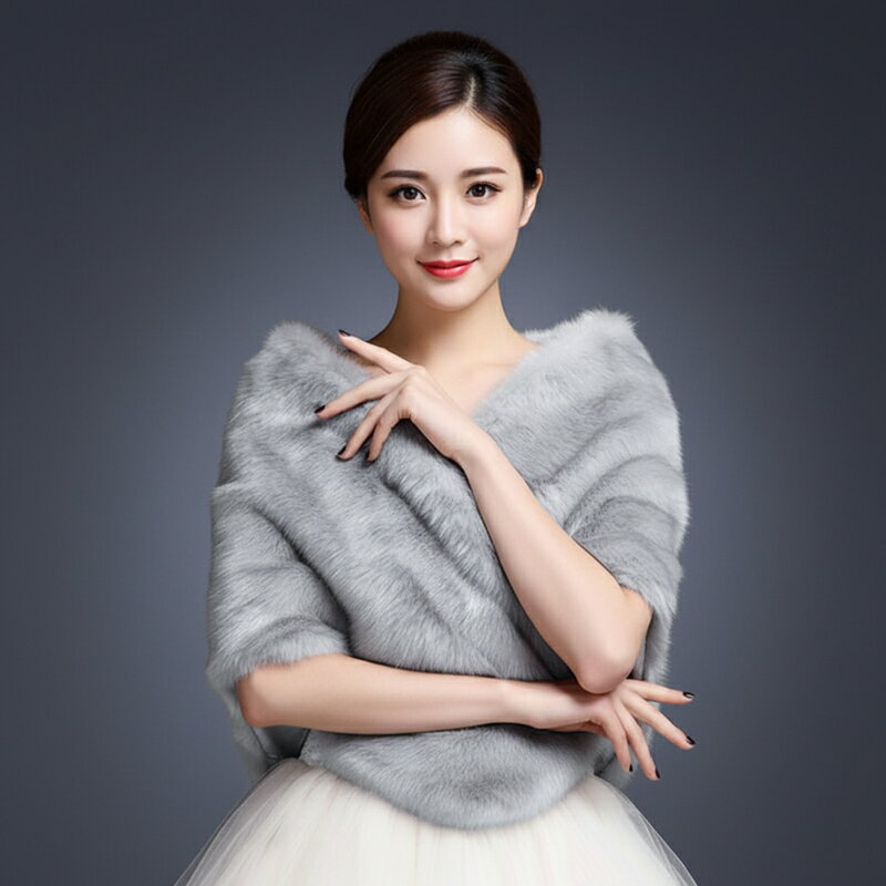 【ファーストール】ウェディングショール ウエディングボレロ 冬ショール ブライダル ふわふわ 花嫁小物【ホワイト・ブラック・グレー・レッド・ワインレッド】【hpf20】