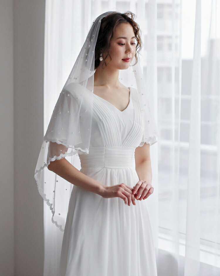 コーム付きベール【ミドルベール】結婚式 2層 ...の紹介画像2
