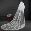ウエディング ベール【ロング・2層・コーム付き】ウェディングベール Veil ヴェール レース・刺繍 2層タイプ ベールUP儀式もOK【写真色(オフホワイト)】...