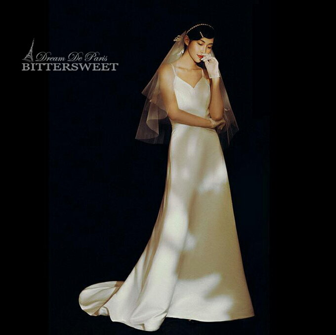 キャミソール ウェディングドレスウエディングドレス ドレス ウェディング ウエディング 二次会 花嫁ドレス 袖なし スレンダーライン トレーンドレス ファスナー 背中空き 韓国風 前撮り 結婚式 海外挙式【wd413ls】