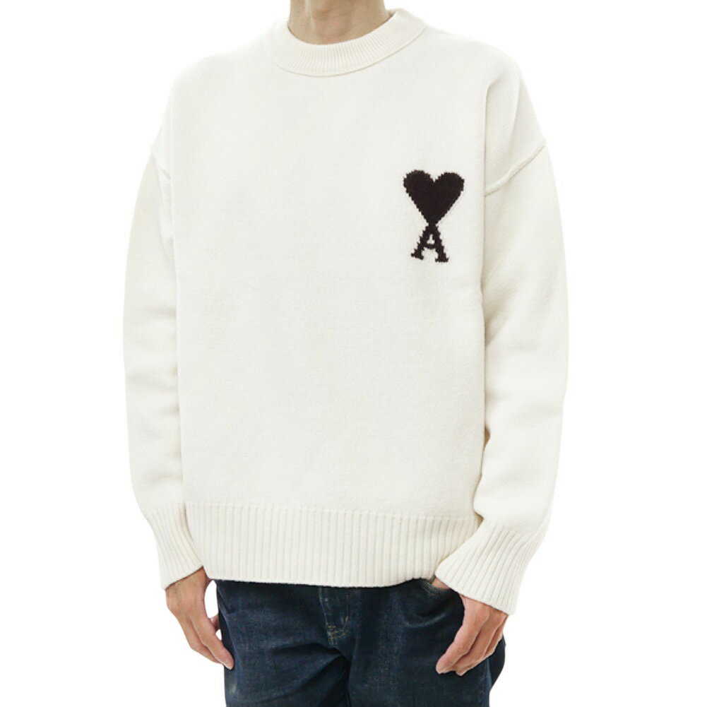 AMI PARIS アミパリス クルーネックセーター ニット UKS838.018 ホワイト 2025秋冬新作