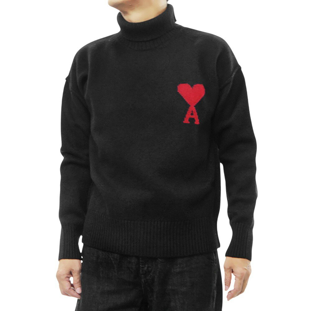 AMI PARIS アミパリス ファネルネックセーター ニット UKS839.018 ブラック 2025秋冬新作