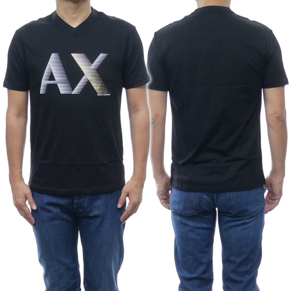 ARMANI EXCHANGE アルマーニエクスチェンジ メンズVネックTシャツ 3RZTHB ZJBYZ ブラック