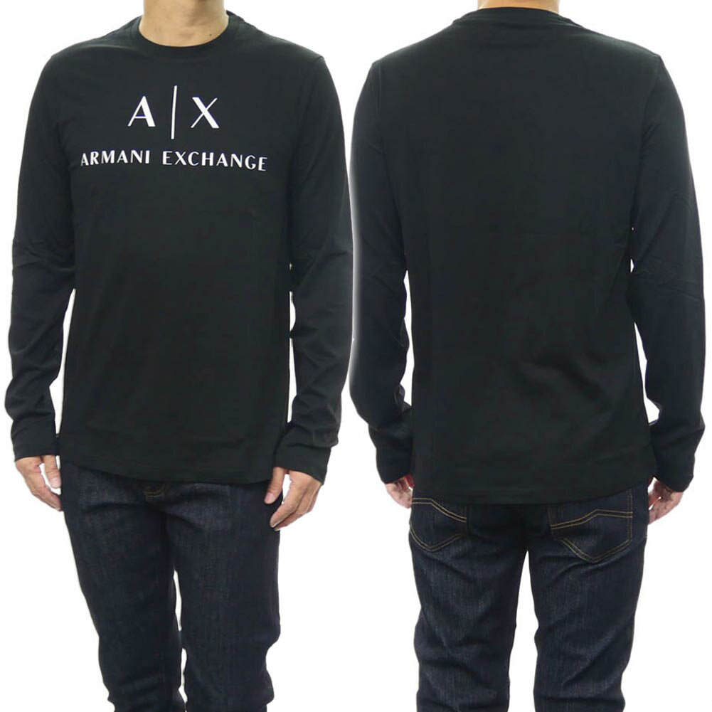 エンポリオ・アルマーニ ARMANI EXCHANGE アルマーニエクスチェンジ メンズクルーネックロングTシャツ 8NZTCH Z8H4Z ブラック /定番人気商品