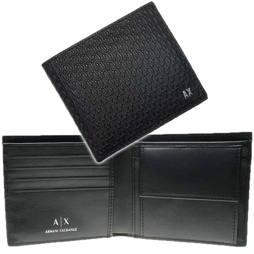 アルマーニ ARMANI EXCHANGE アルマーニエクスチェンジ メンズ二つ折り財布（小銭入れ付き） 958098 4R847 ブラック /2024春夏新作