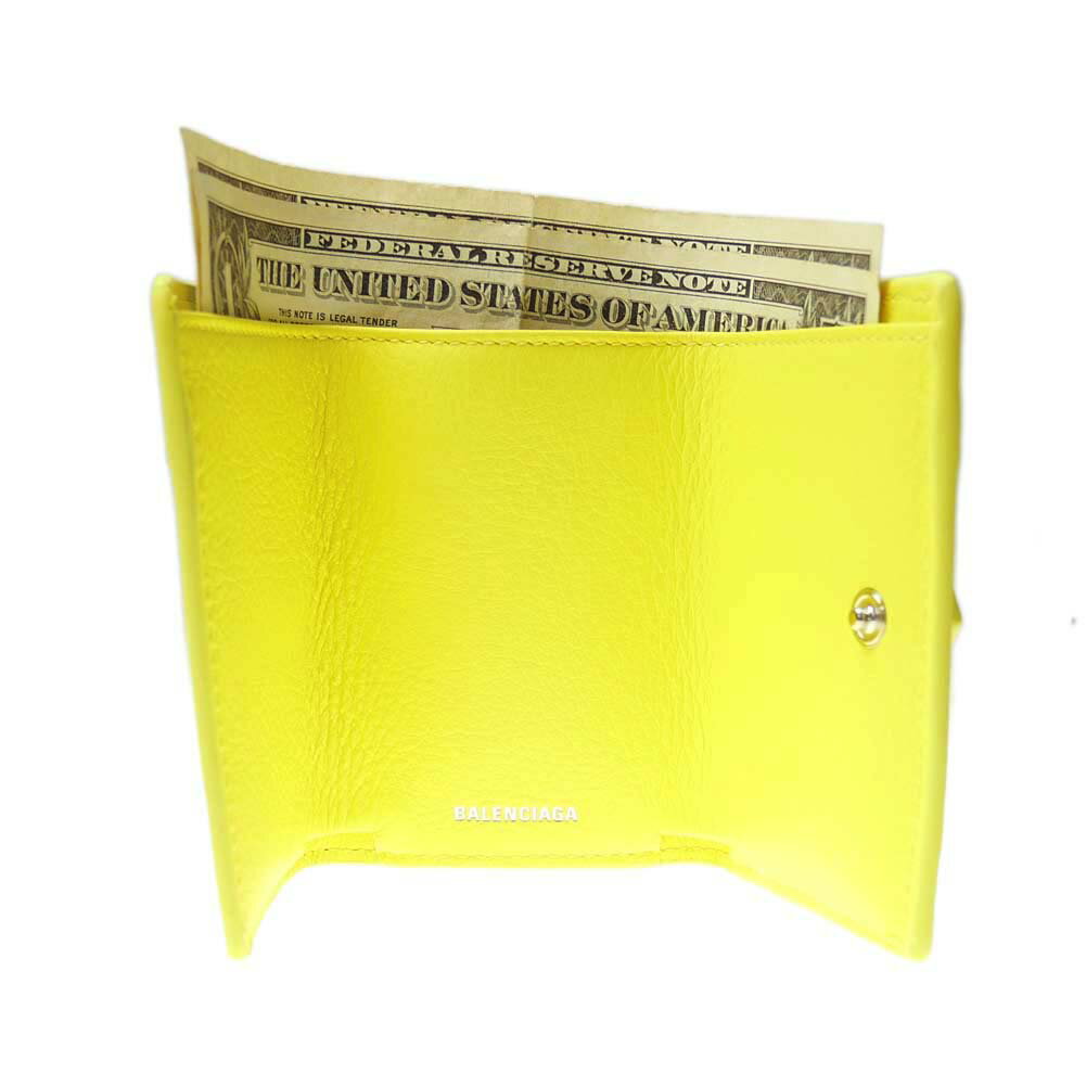 BALENCIAGAバレンシアガレディース三つ折り財布(小銭入れ付き)PAPIERMINIWALLET/39144618D3Nライトイエロー/2021秋冬新作