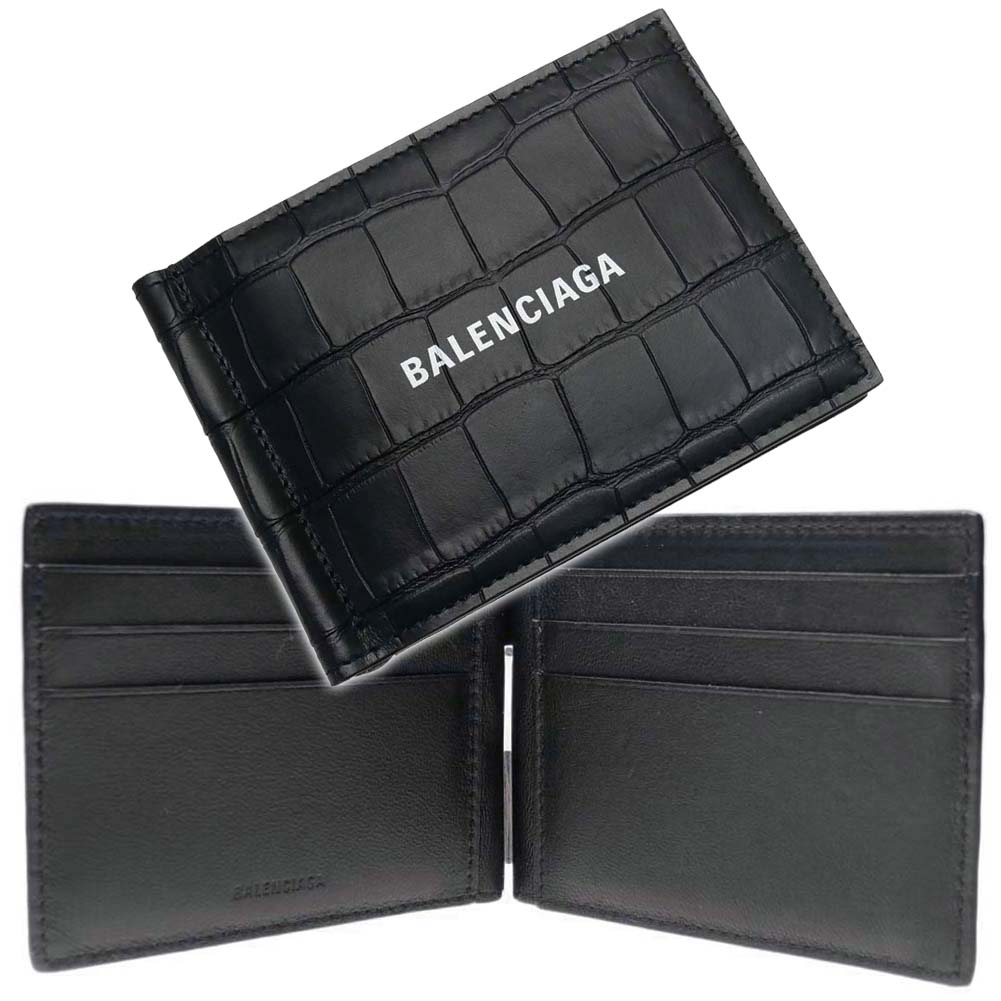 BALENCIAGA バレンシアガ マネークリップ 625819 1ROP3 / CASH FOL CARD W/B CL ブラック /2024春夏新作