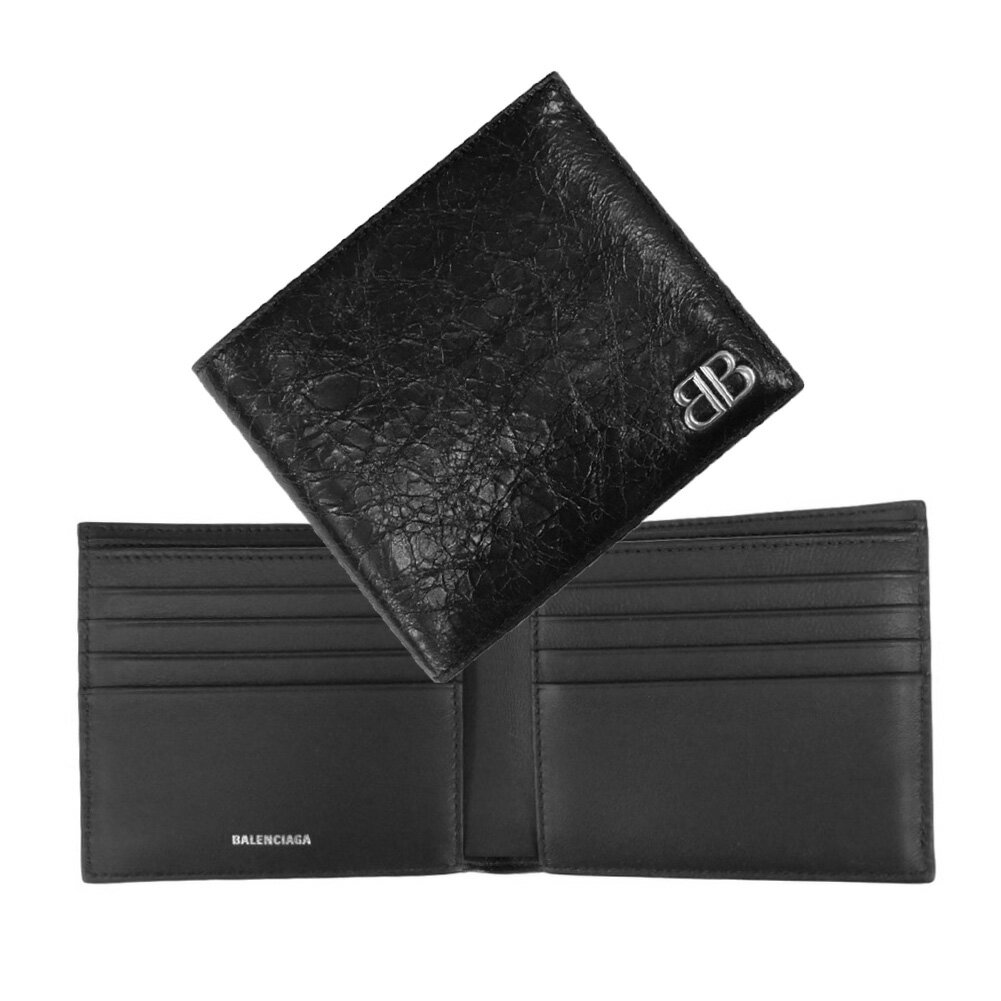 BALENCIAGA バレンシアガ メンズ二つ折り財布 766569 2AAS6 / MONACO SQUA FOL WAL ブラック