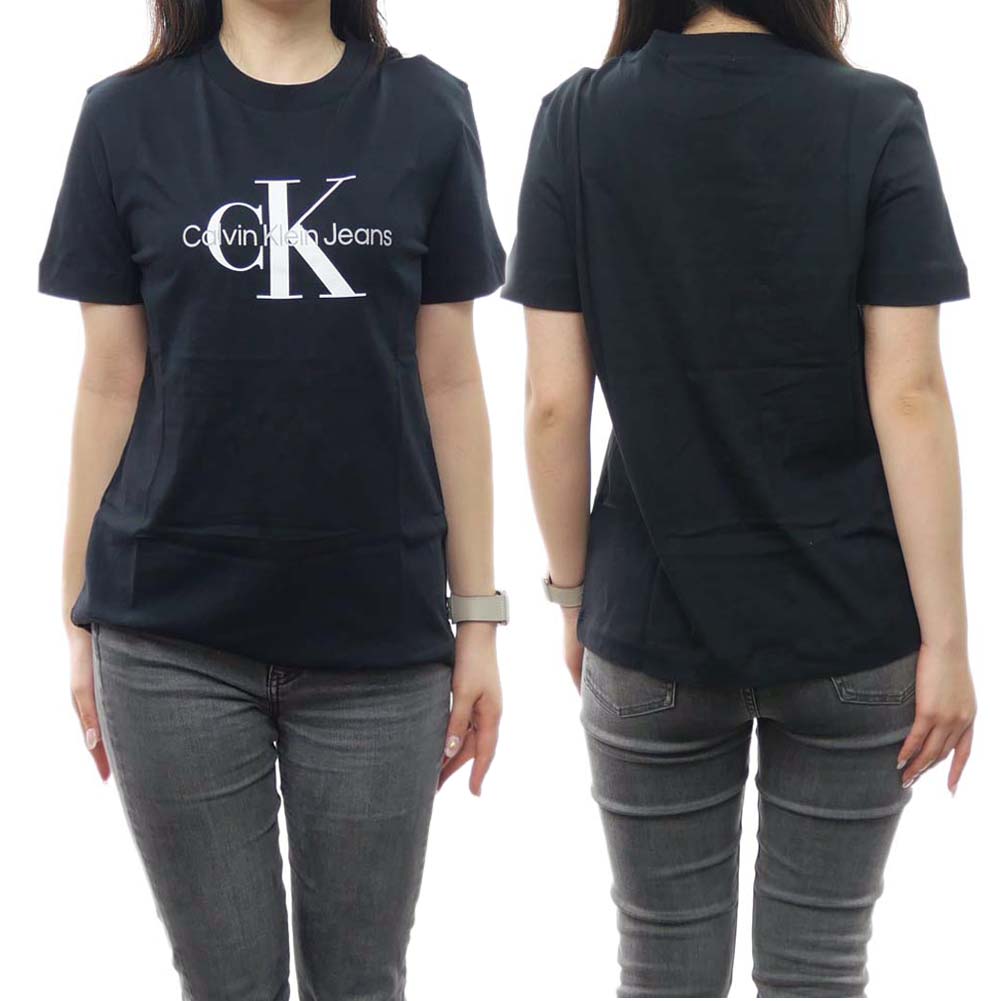 CALVIN KLEIN JEANS カルバンクラインジーンズ レディースクルーネックTシャツ J219142 ブラック /定番人気商品