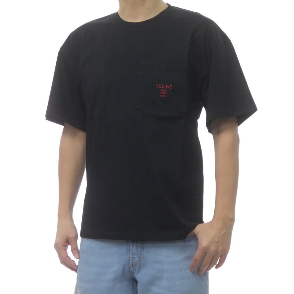 乐天商城 - CELINE セリーヌ メンズクルーネックTシャツ RX0I31242 ブラック 2026秋冬新作