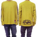 DIESEL ディーゼル メンズクルーネックロングTシャツ A11072 0DNAW / T-CRANE-LS-L3 マスタード