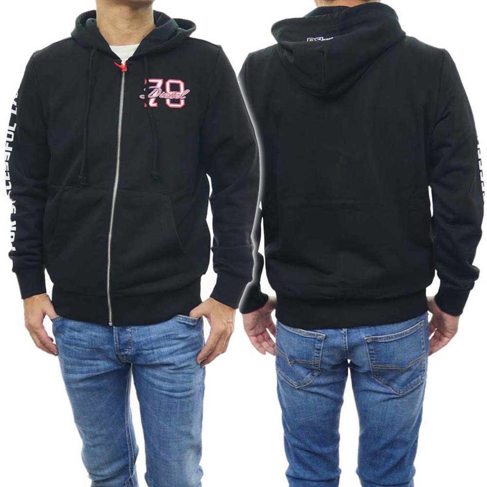 DIESEL ディーゼル メンズジップアップパーカー A11066 0HAYT / S-GINN-HOOD-ZIP-K9 ブラック