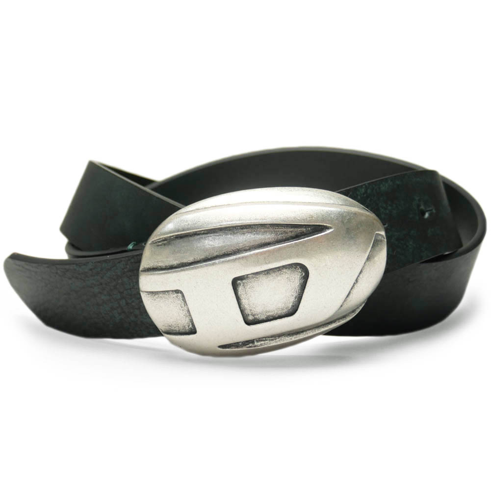 DIESEL ディーゼル メンズ レザーベルト B-1DR-POD X09440 PR080 ダークグリーン