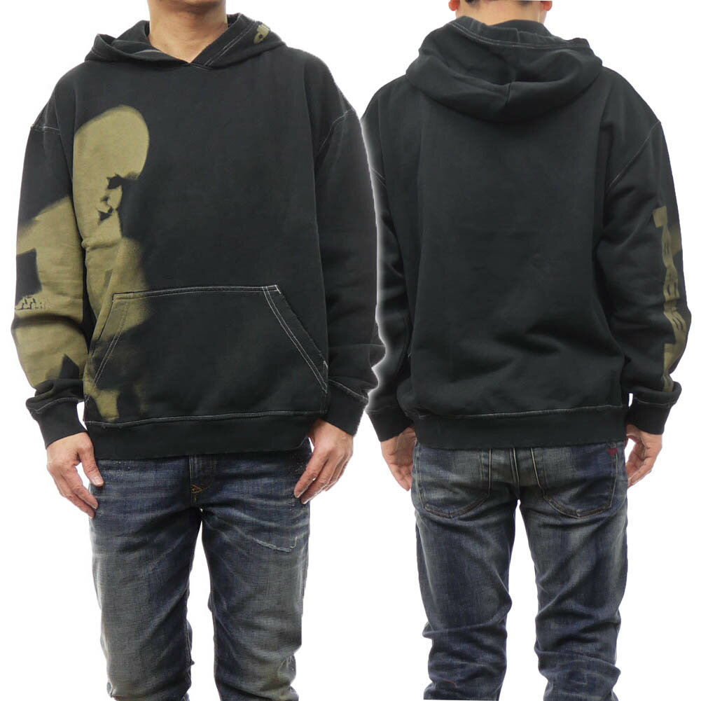 DIESEL ディーゼル メンズクルーネックTシャツ A12179 0SNAZ / S-BOXT-HOOD-N4 ブラック /2024春夏新作