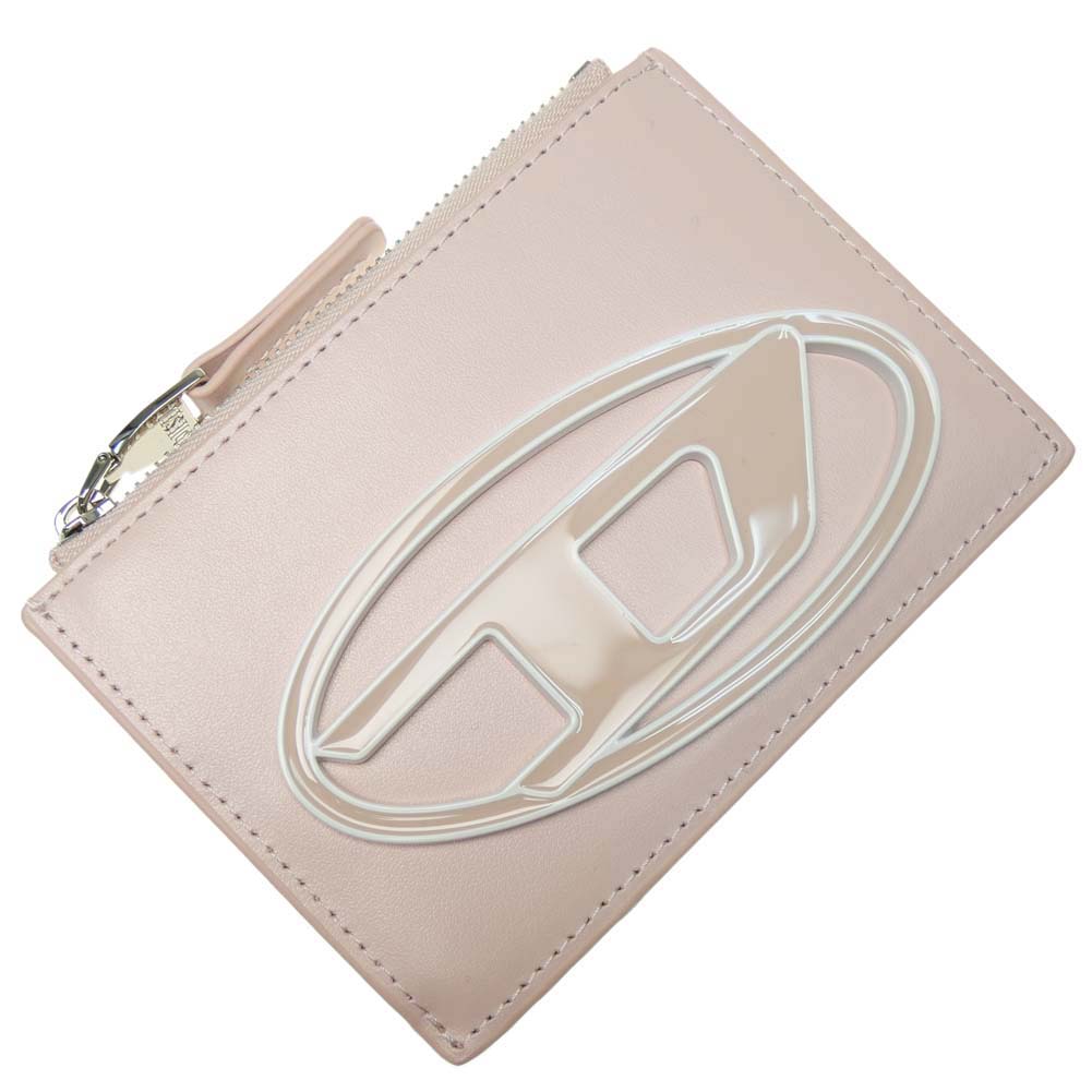 DIESEL ディーゼル レディースカードケース／コインケース X09886 P6316 / 1DR CARD HOLDER I ライトピンク /2024春夏新作