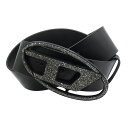 DIESEL ディーゼル レディースレザーベルト X10428 PR227 / B-1DR 2.0 ROCKS ブラック 2025秋冬新作