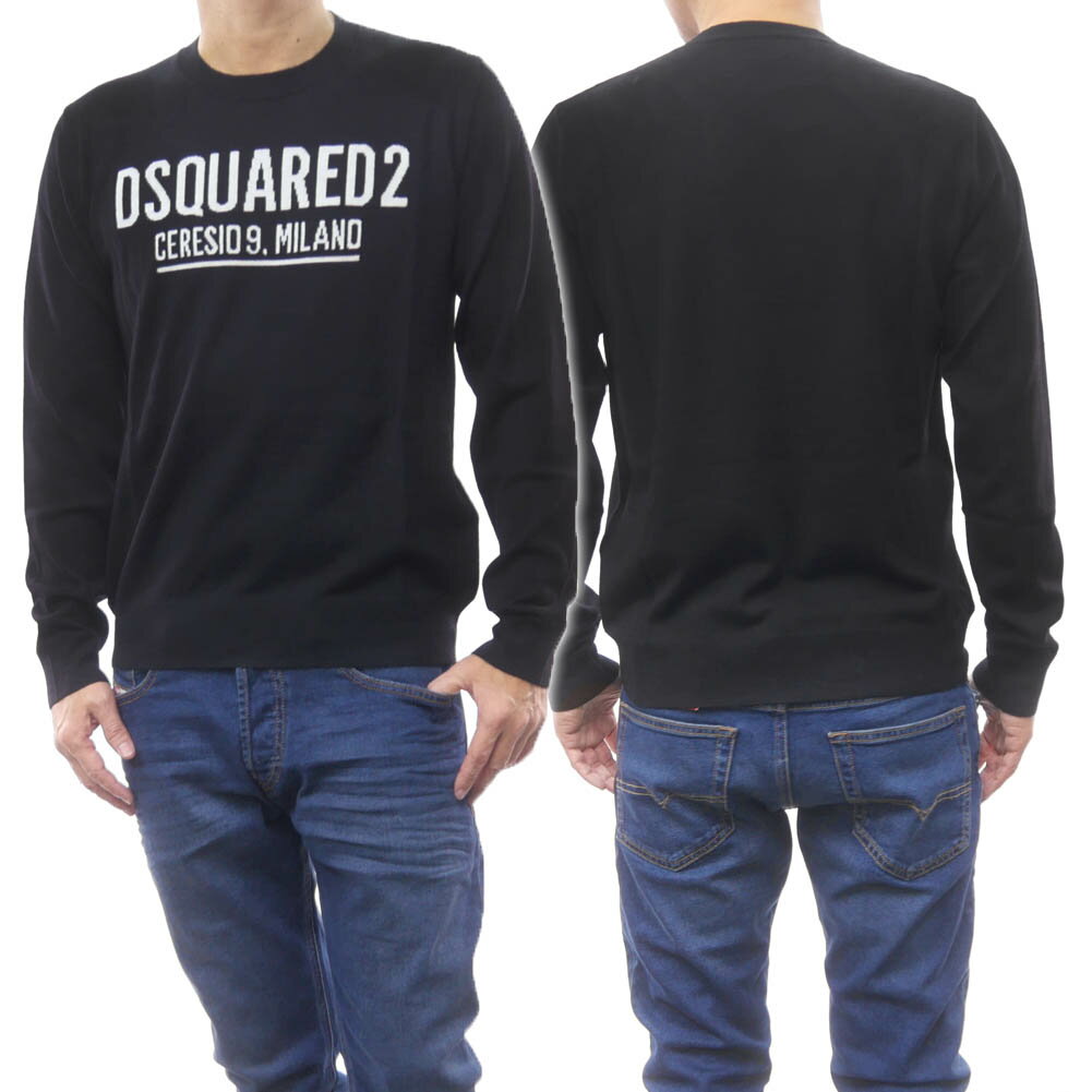 DSQUARED2 ディースクエアード メンズクルーネックセーター ニット S71HA1121 S17435 ブラック