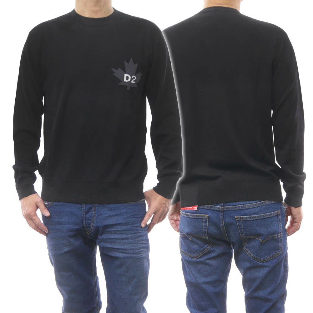 DSQUARED2 ディースクエアード メンズ クルーネック セーター ニット S74HA1371 S18332 ブラック