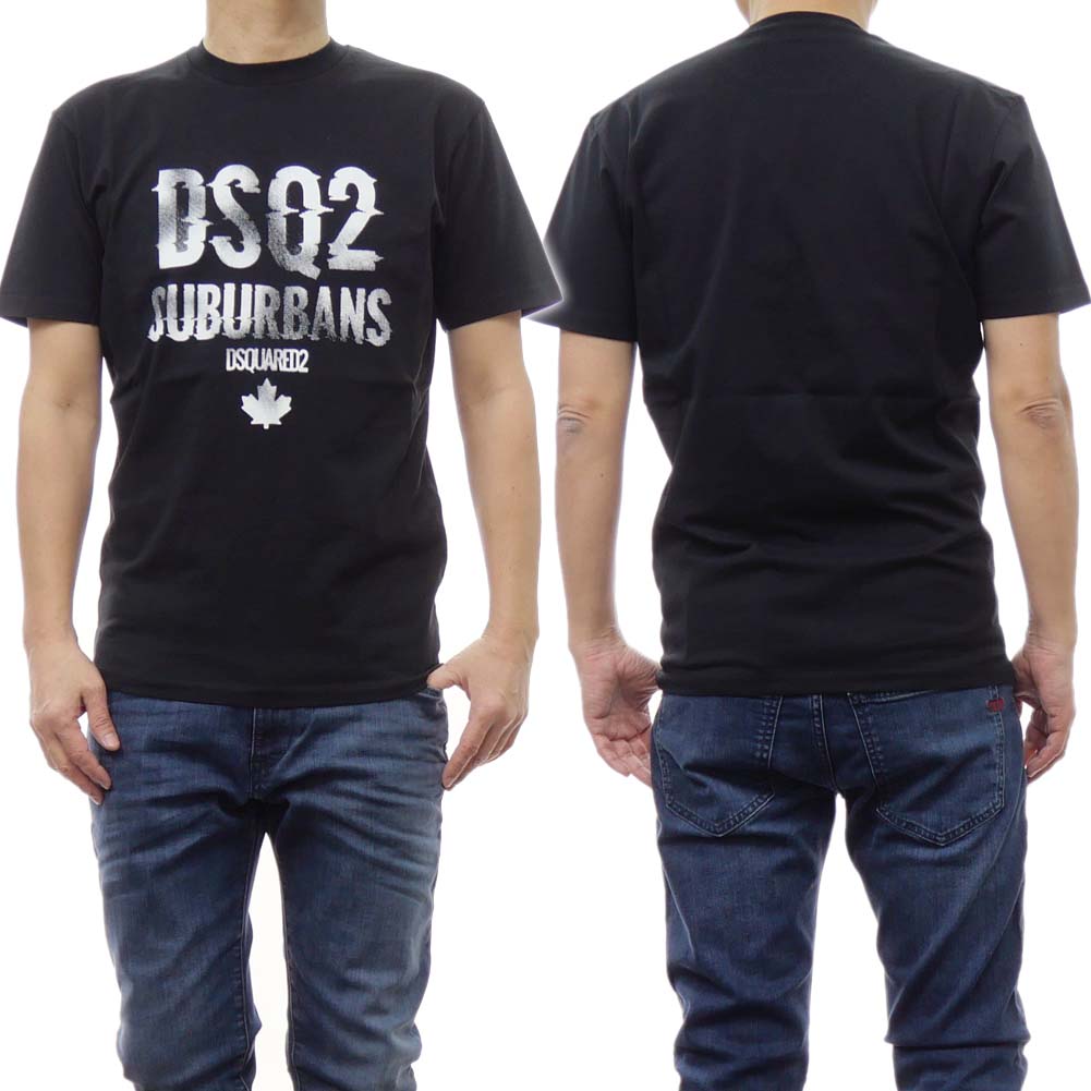 DSQUARED2 ディースクエアード メンズクルーネックTシャツ S74GD1219 D20014 ブラック /2024春夏新作