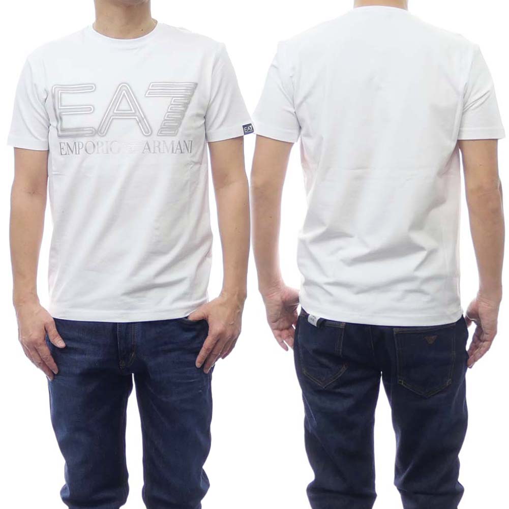 EMPORIO ARMANI エンポリオアルマーニ EA7 メンズクルーネックTシャツ 3DPT37 PJMUZ ホワイト /2024春夏新作