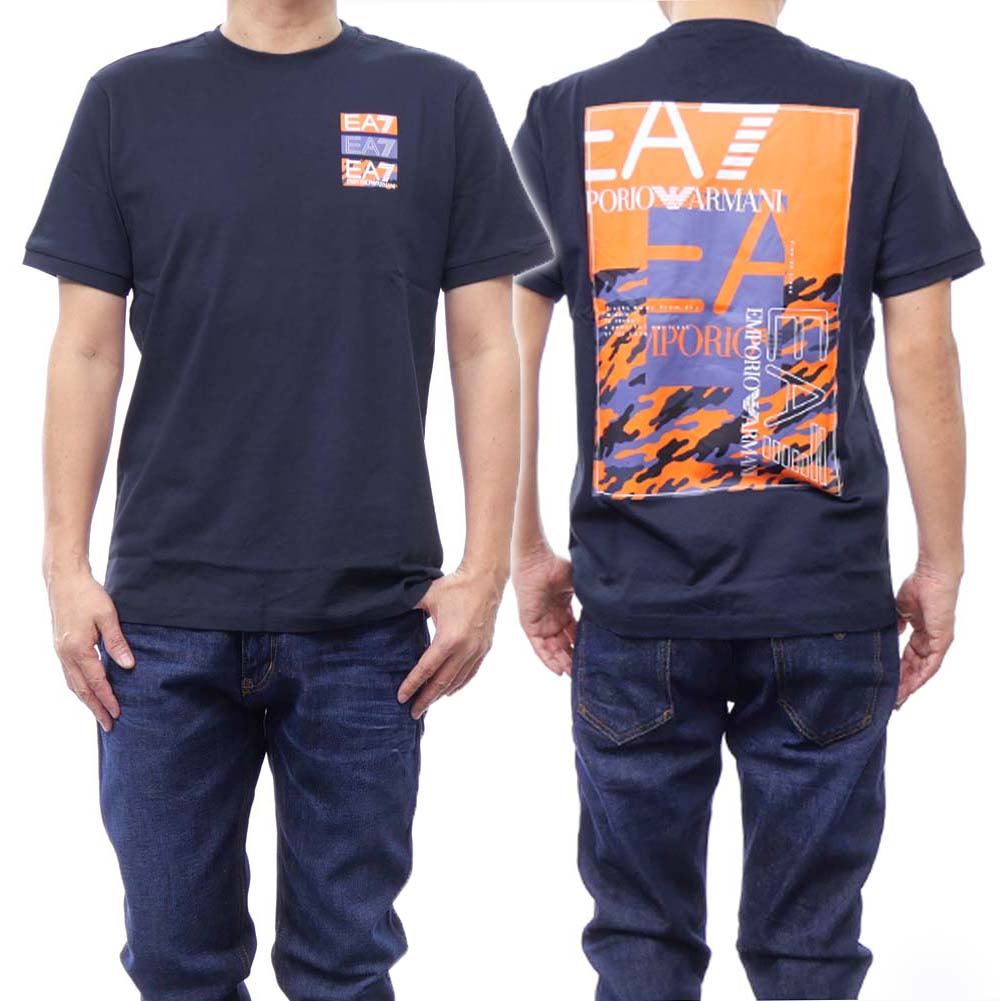 乐天商城 - EMPORIO ARMANI エンポリオアルマーニ EA7 メンズ クルーネックTシャツ 3DPT12 PJ7BZ ネイビー
