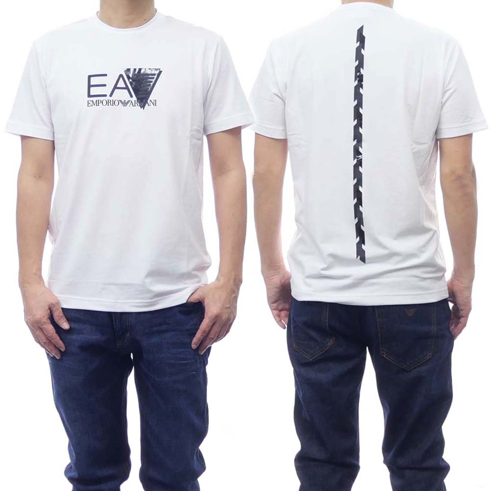 EMPORIO ARMANI エンポリオアルマーニ EA7 メンズクルーネックTシャツ 3DPT36 PJULZ ホワイト /2024春夏新作