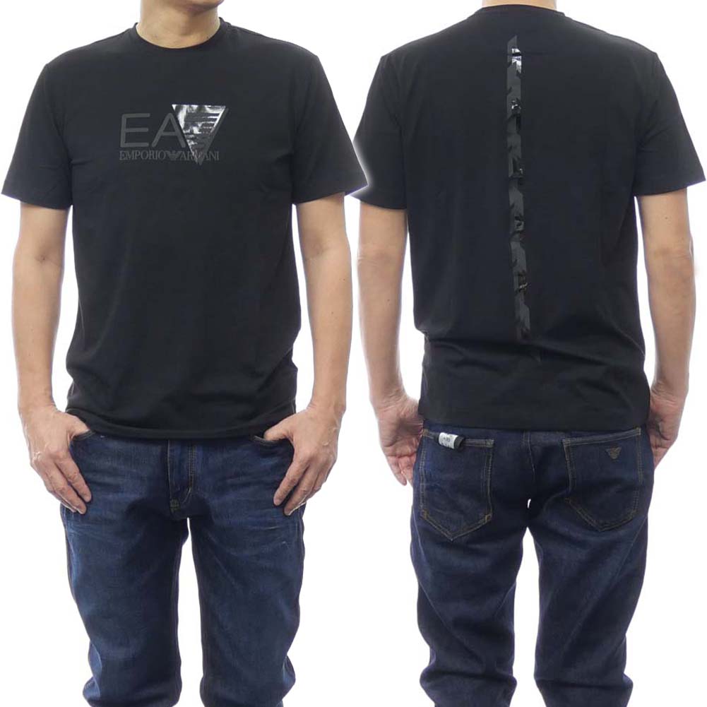 EMPORIO ARMANI エンポリオアルマーニ EA7 メンズクルーネックTシャツ 3DPT36 PJULZ ブラック /2024春夏新作