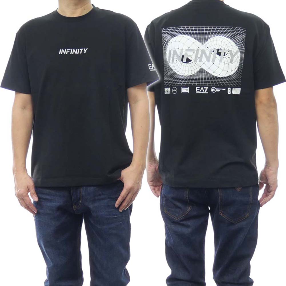 乐天商城 - EMPORIO ARMANI エンポリオアルマーニ EA7 メンズ クルーネックTシャツ 3DPT15 PJLBZ ブラック