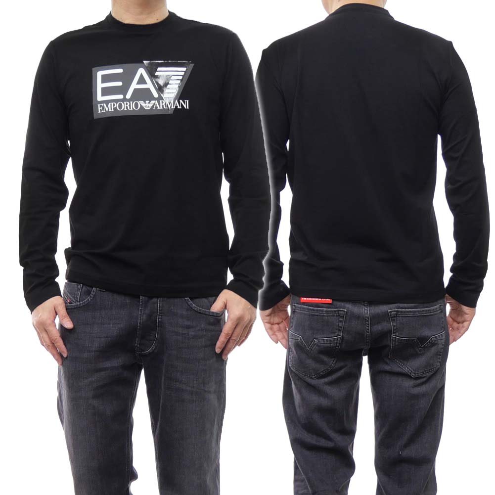 EMPORIO ARMANI エンポリオアルマーニ EA7 メンズクルーネックロングTシャツ 3DPT64 PJ03Z ブラック /2024春夏新作