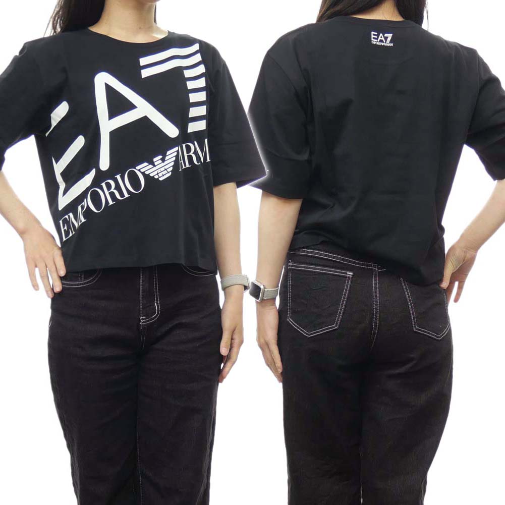 EMPORIO ARMANI エンポリオアルマーニ EA7 レディースクルーネックTシャツ 3DTT23 TJRQZ ブラック /2024春夏新作