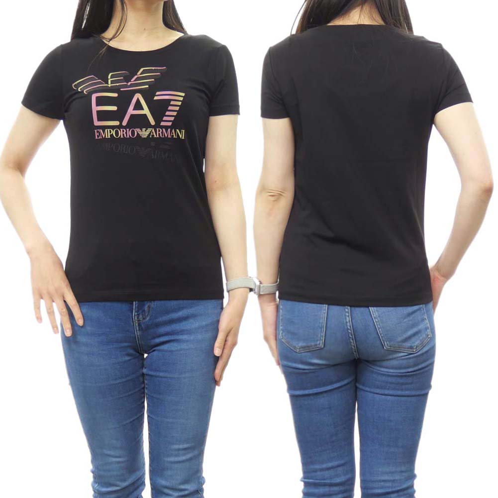 EMPORIO ARMANI エンポリオアルマーニ EA7 レディースクルーネックTシャツ 3DTT30 TJFKZ ブラック /2024春夏新作