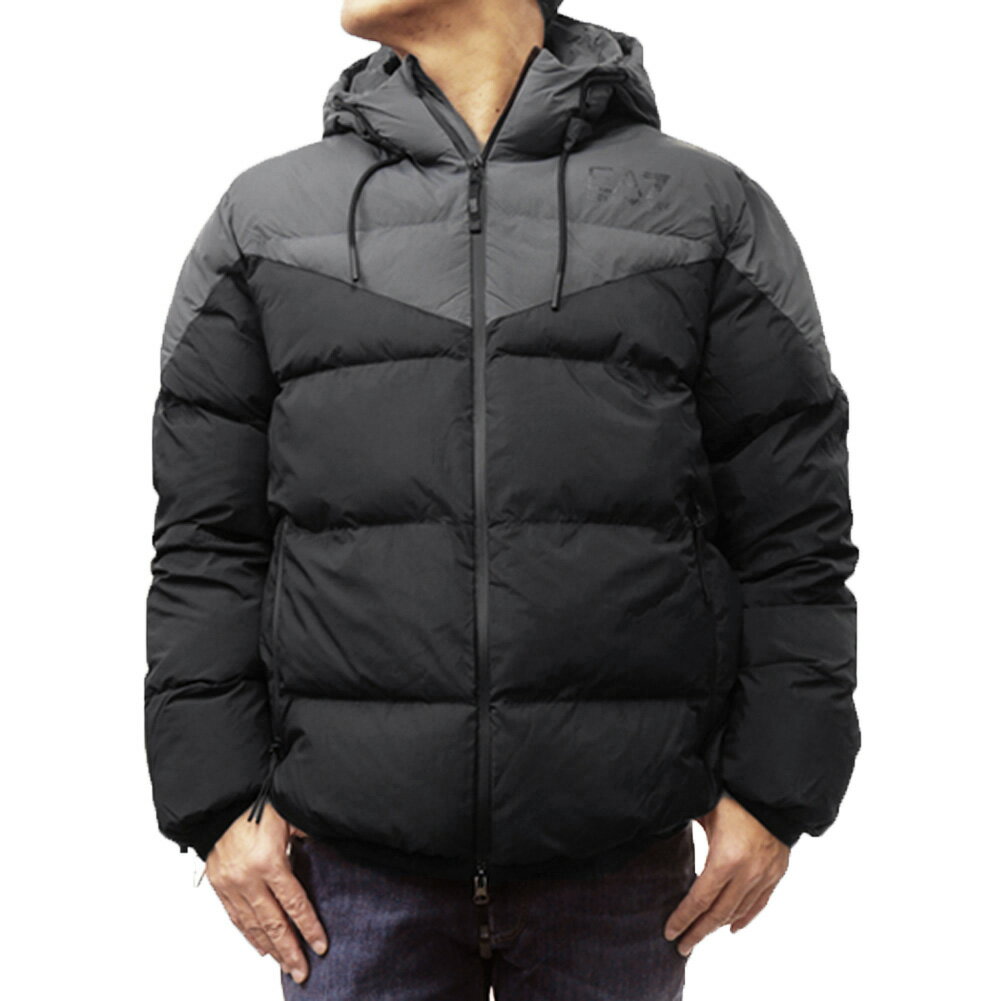 EMPORIO ARMANI エンポリオアルマーニ EA7 メンズ中綿ブルゾン 6DPB30 PNDOZ ブラック×グレー