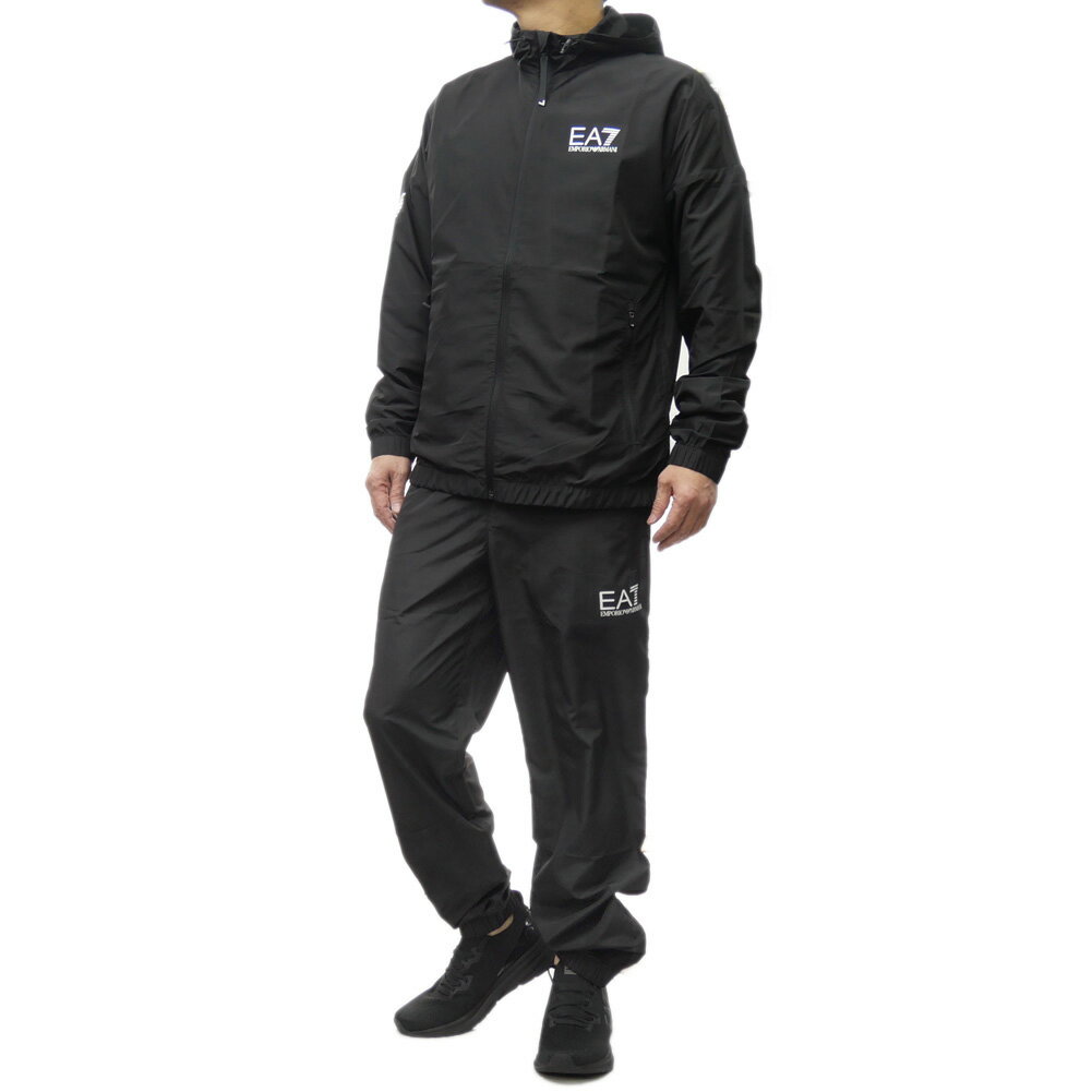 EMPORIO ARMANI エンポリオアルマーニ EA7 メンズセットアップスウェット 8NPV08 PN4HZ ブラック 2025春夏新作