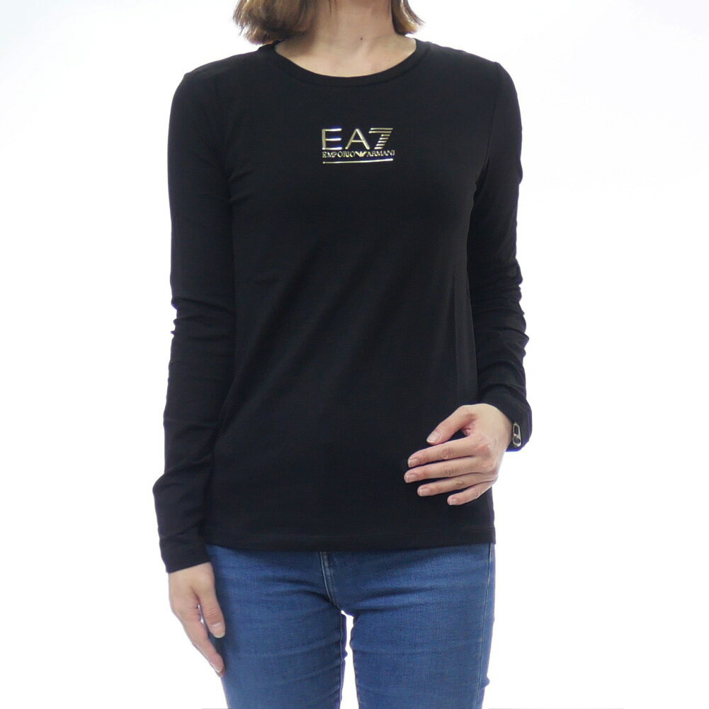 Rakuten - EMPORIO ARMANI エンポリオアルマーニ EA7 レディースクルーネックロングTシャツ 7W000415 AF10373 ブラック×ゴールド