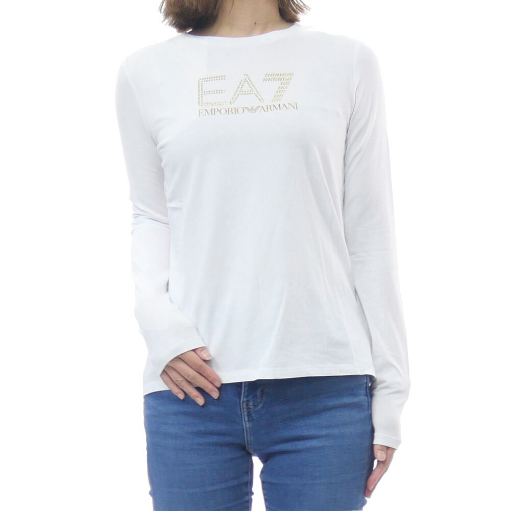 乐天商城 - EMPORIO ARMANI エンポリオアルマーニ EA7 レディースクルーネックロングTシャツ 8NTT51 TJDQZ ホワイト