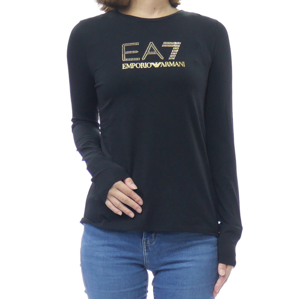 樂天商城 - EMPORIO ARMANI エンポリオアルマーニ EA7 レディースクルーネックロングTシャツ 8NTT51 TJDQZ ブラック