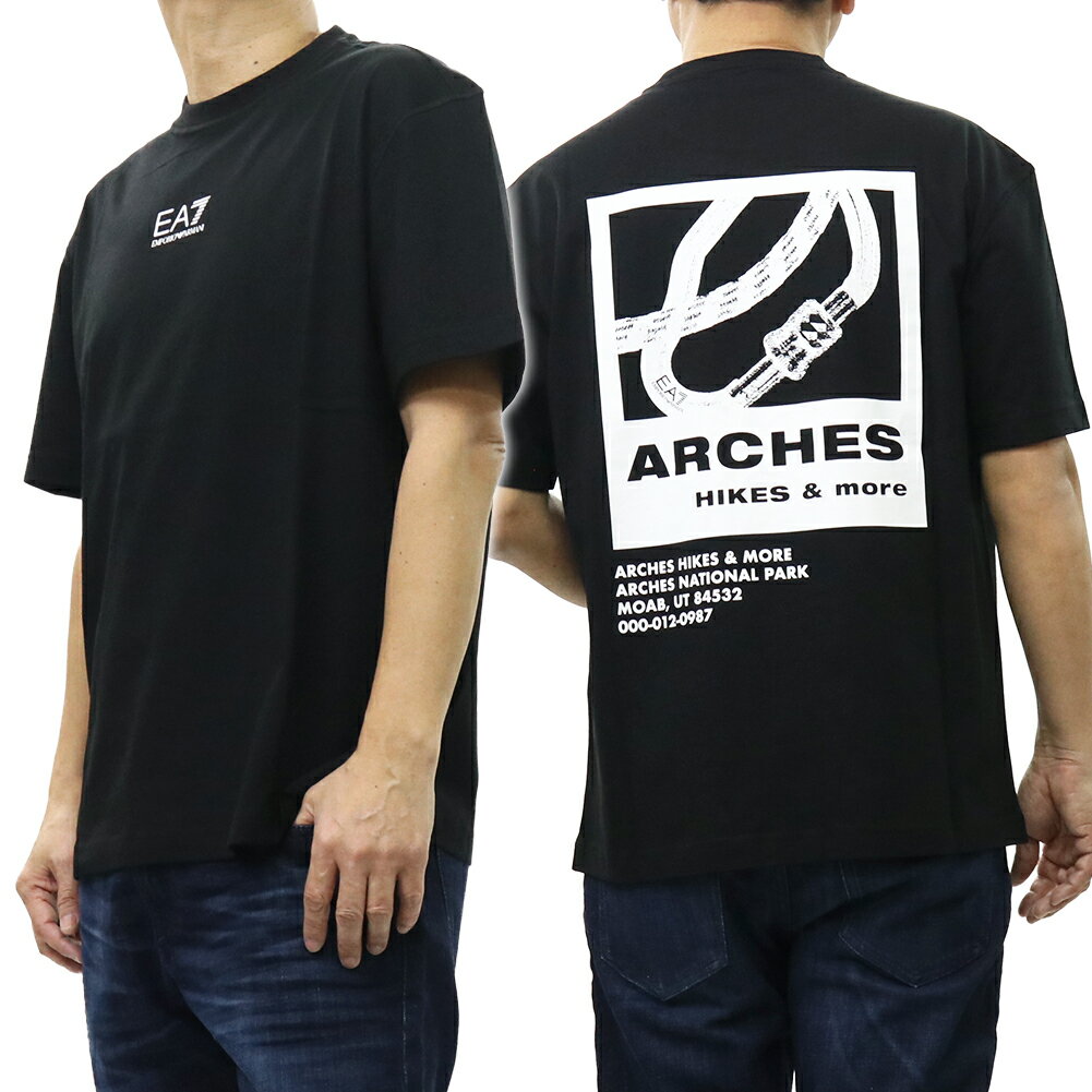 乐天商城 - EMPORIO ARMANI エンポリオアルマーニ EA7 メンズクルーネックTシャツ 7M001402 AF22264 ブラック×ホワイト 2026春夏新作