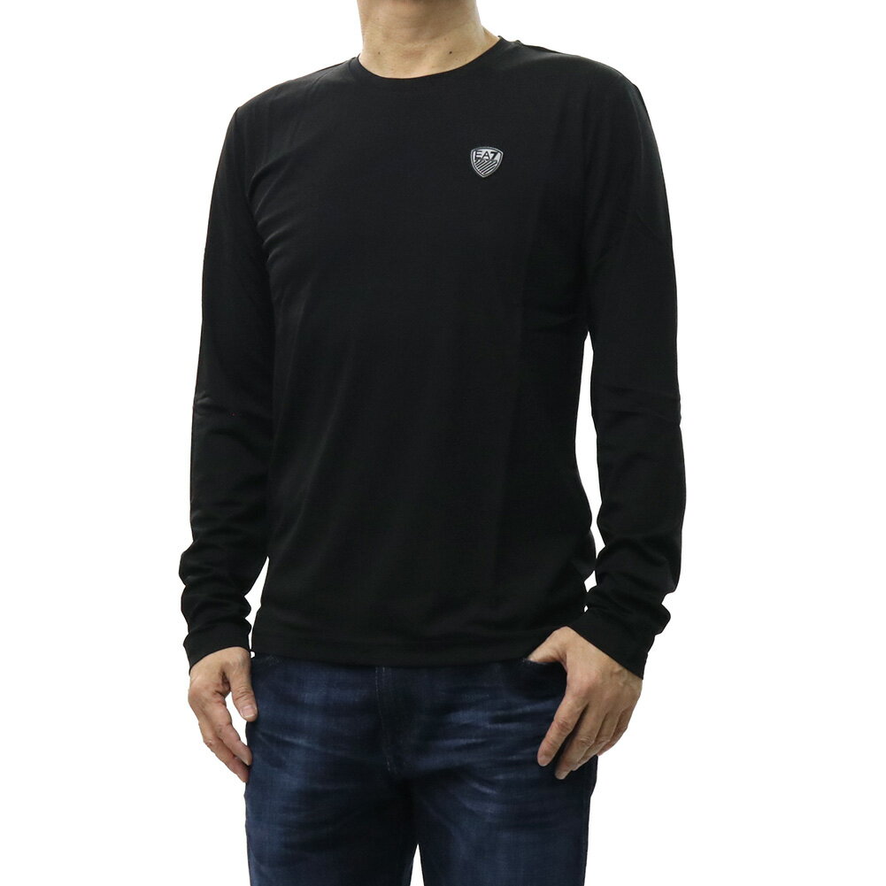 乐天商城 - EMPORIO ARMANI エンポリオアルマーニ EA7 メンズクルーネックロングTシャツ 8NPT17 PJRGZ ブラック 定番人気商品