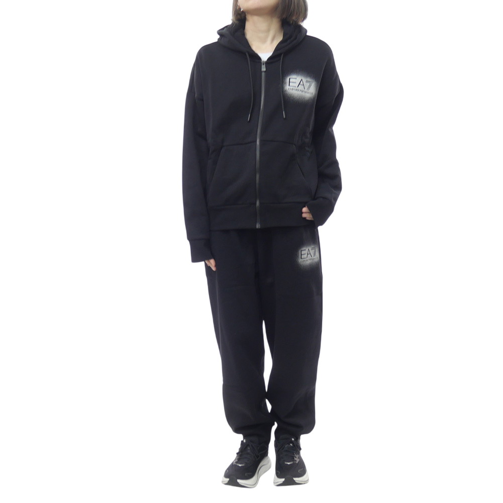 樂天商城 - EMPORIO ARMANI エンポリオアルマーニ EA7 レディースセットアップスウェット 7W001947 AF10377 ブラック 2026春夏新作