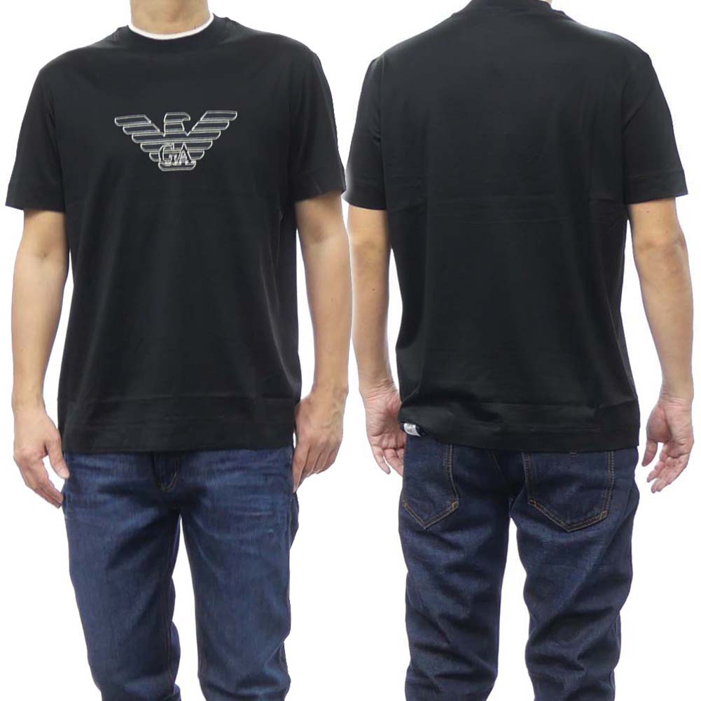 EMPORIO ARMANI エンポリオアルマーニ メンズクルーネックTシャツ 3D1TD4 1JUVZ ブラック /2024春夏新作