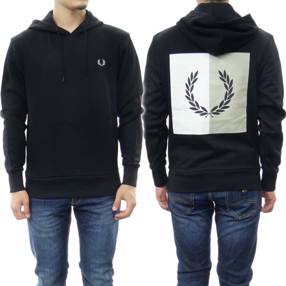 フレッドペリー パーカー メンズ FRED PERRY フレッドペリー メンズプルオーバーパーカー M4624 / LAUREL WREATH HOODED SHIRT ブラック