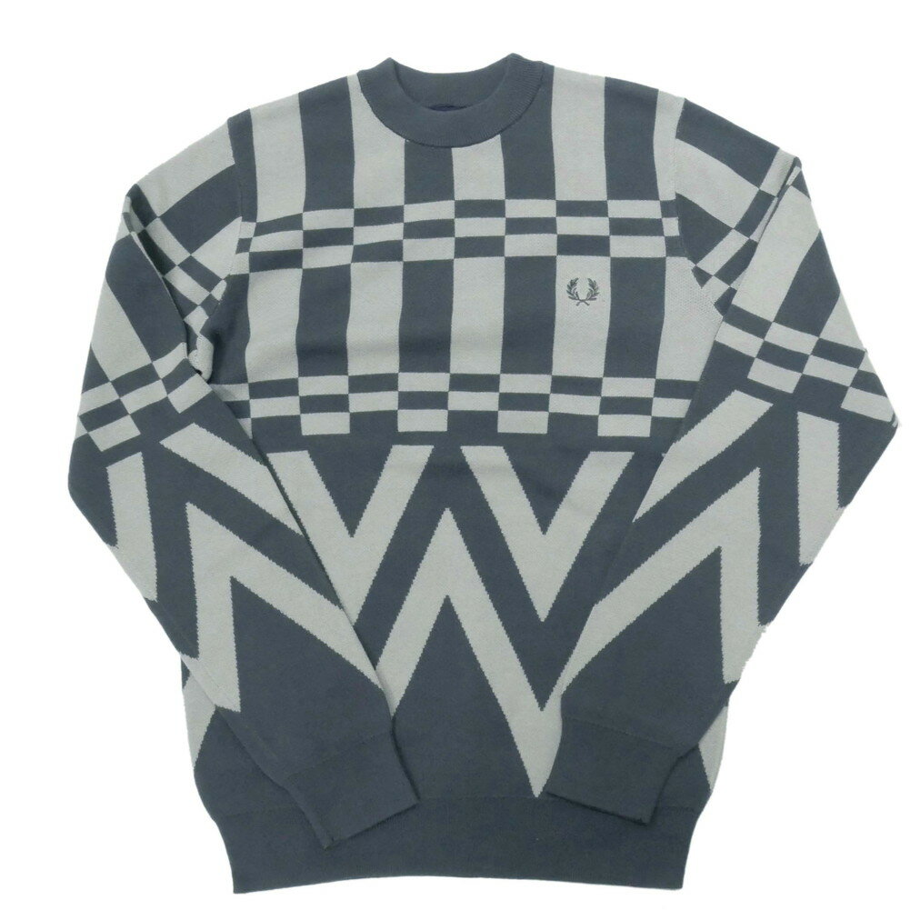 FRED PERRY フレッドペリー メンズ クルーネックニット セーター K4522 JACQUARD CREW NECK JUMPER グレー