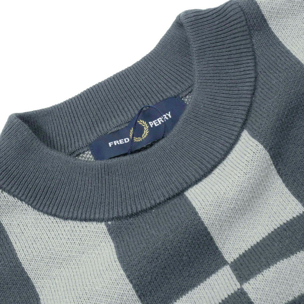 FRED PERRY フレッドペリー メンズ クルーネックニット セーター K4522 JACQUARD CREW NECK JUMPER グレー