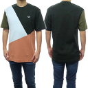 FRED PERRY フレッドペリー メンズクルーネックTシャツ M5612 / ABSTRACT COLOUB BLOCK T-SHIRT グリーン系マルチカラー