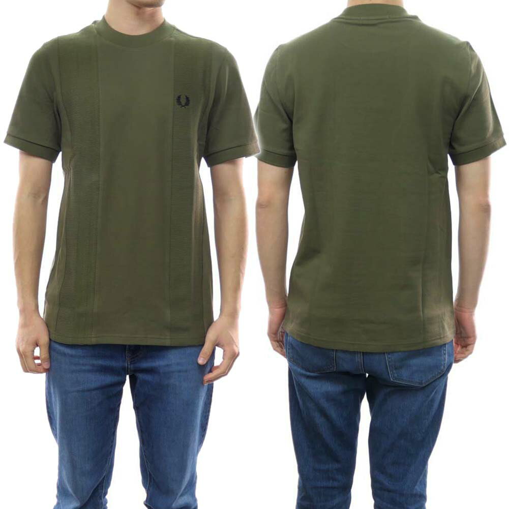 フレッドペリー Tシャツ メンズ FRED PERRY フレッドペリー メンズクルーネックTシャツ M5601 / RIB INSERT T-SHIRT モスグリーン