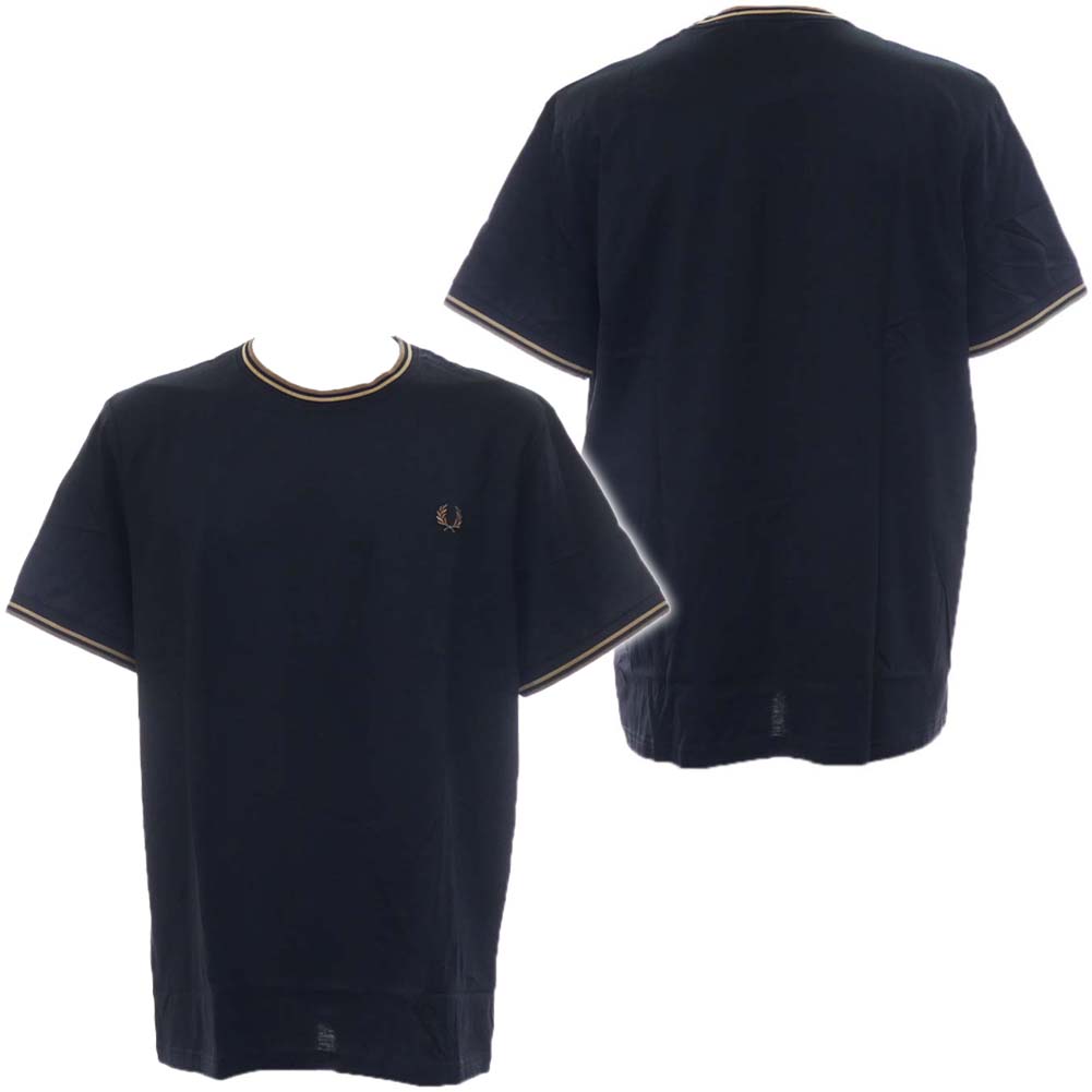 フレッドペリー Tシャツ メンズ FRED PERRY フレッドペリー メンズクルーネックTシャツ M1588 / TWIN TIPPED T-SHIRT ブラック /2024春夏新作