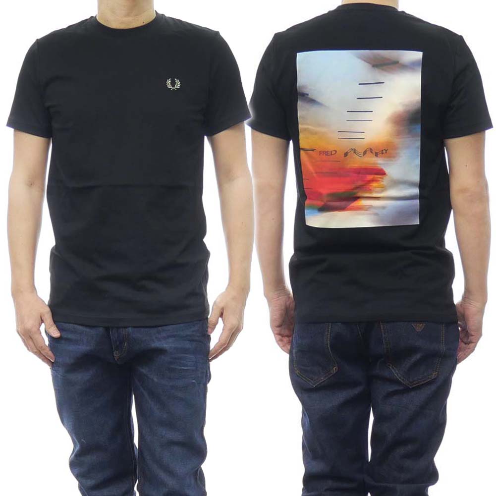 フレッドペリー Tシャツ メンズ FRED PERRY フレッドペリー メンズクルーネックTシャツ M7718 / ABSTRACT GRAPHIC T-SHIRT ブラック /2024春夏新作