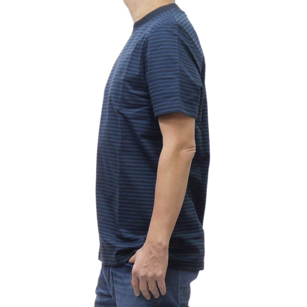 FRED PERRY フレッドペリー メンズクルーネックTシャツ M6581 / FINE STRIPE T-SHIRT ネイビー
