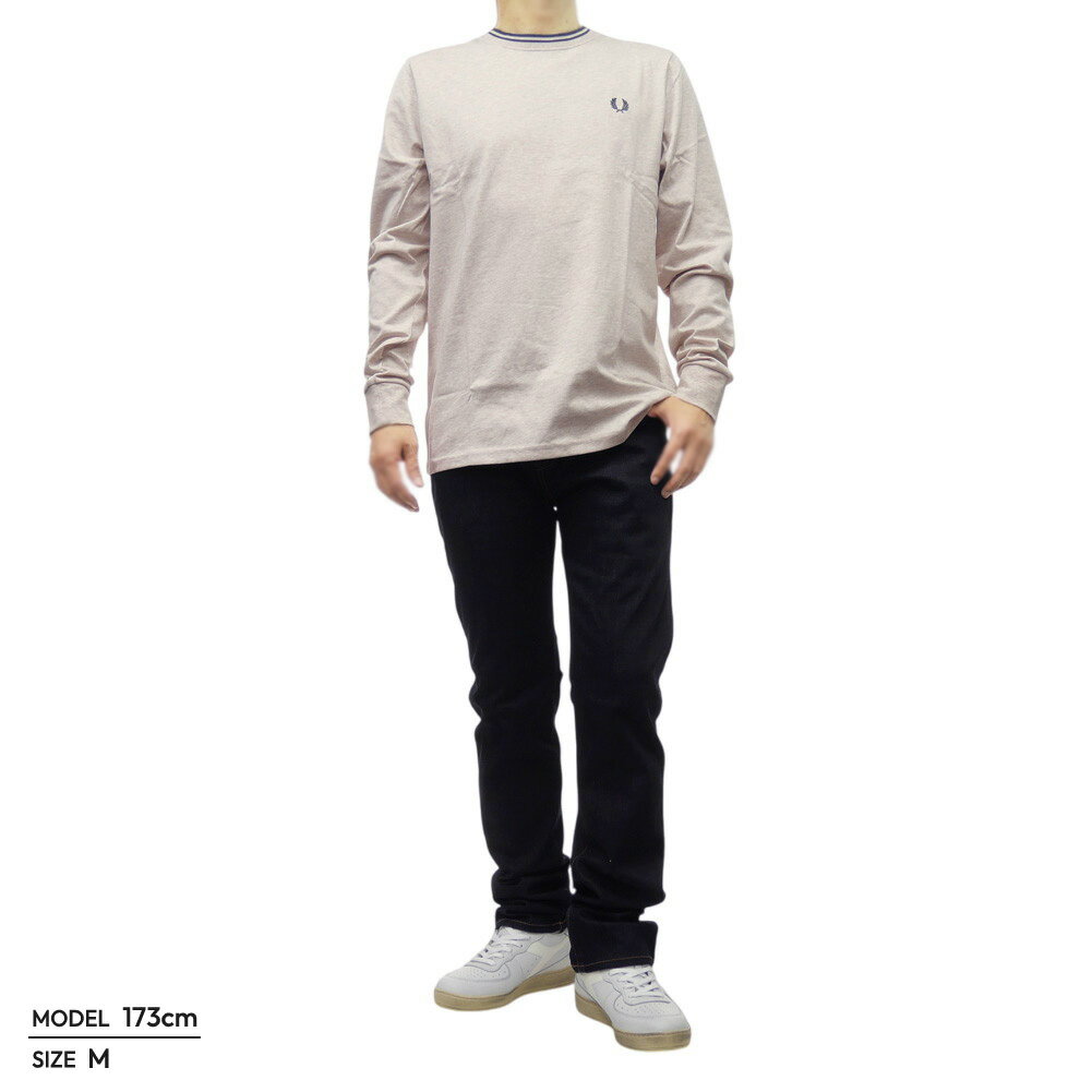 FRED PERRY フレッドペリー メンズクルーネックロングTシャツ M9602 / LS TWIN TIPPED T-SHIRT ピンク