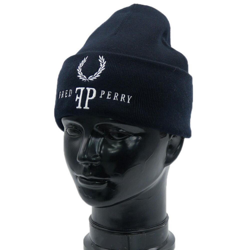 Rakuten - FRED PERRY フレッドペリー メンズニットキャップ C1136 / MONOGRAM BEANIE ネイビー